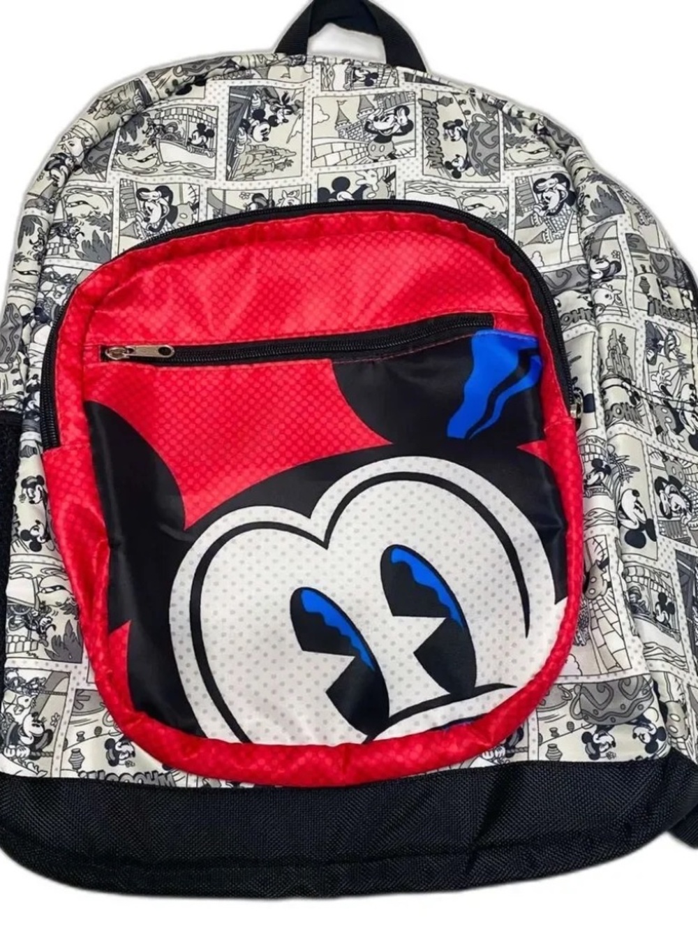 Disney Parks Original Mickey Mouse Comic Print Backpack Black White - NWT
